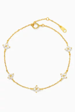 Pulseira Feminina Quatro Folhas Cor Ouro Delicatta (Brilhare)