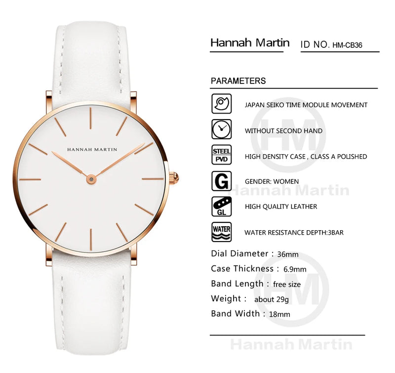 Relógio Feminino Hannah Martin (Quartzo Japonês) – Malha em Aço Rose Gold (Brilhare)