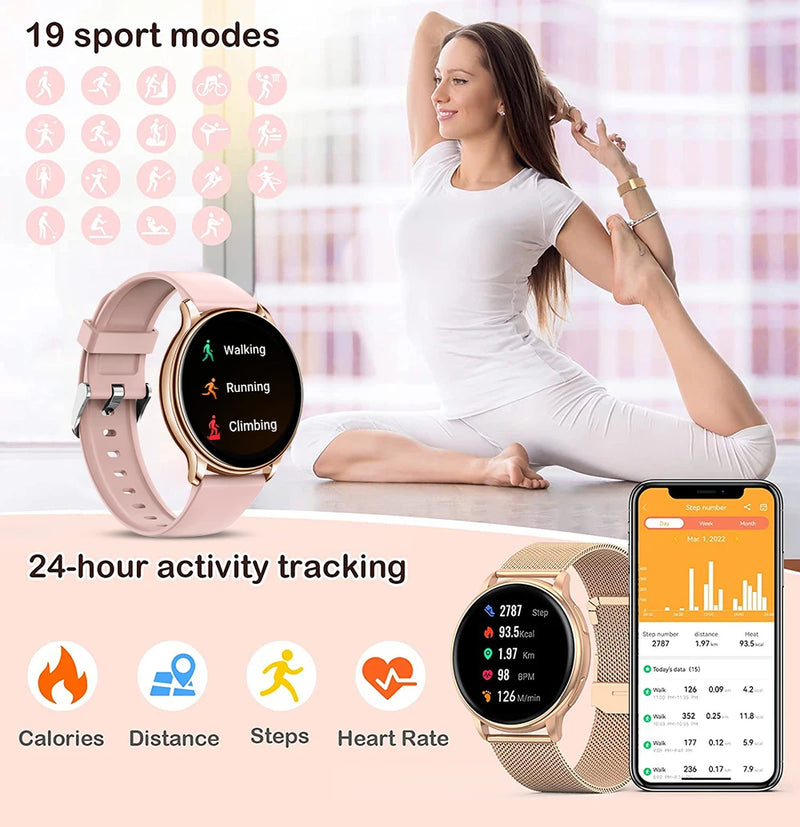 Smartwatch MEVADEN (Bluetooth e Mostrador Personalizável) – Monitor Desportivo e Batimentos Cardíacos (Brilhare)