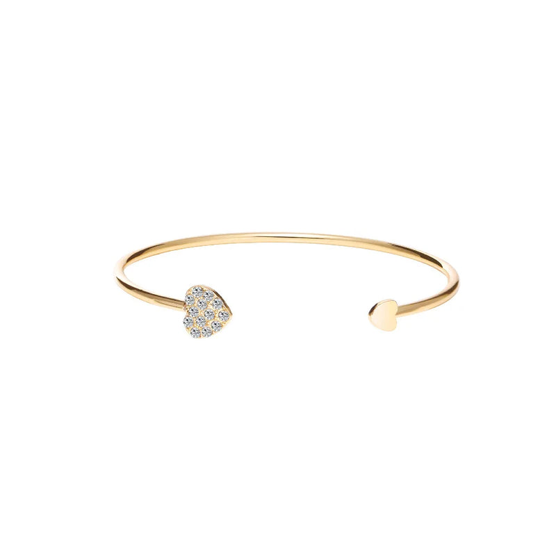 Pulseira Cuff Ajustável com Cristais (Laço e Coração Duplo) – Brilhare