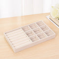 Velvet Jewelry Tray Display Case Portable Holder Earring Necklace Packaging Box Grey Beige Stackable Jewelry Organizer Boxes