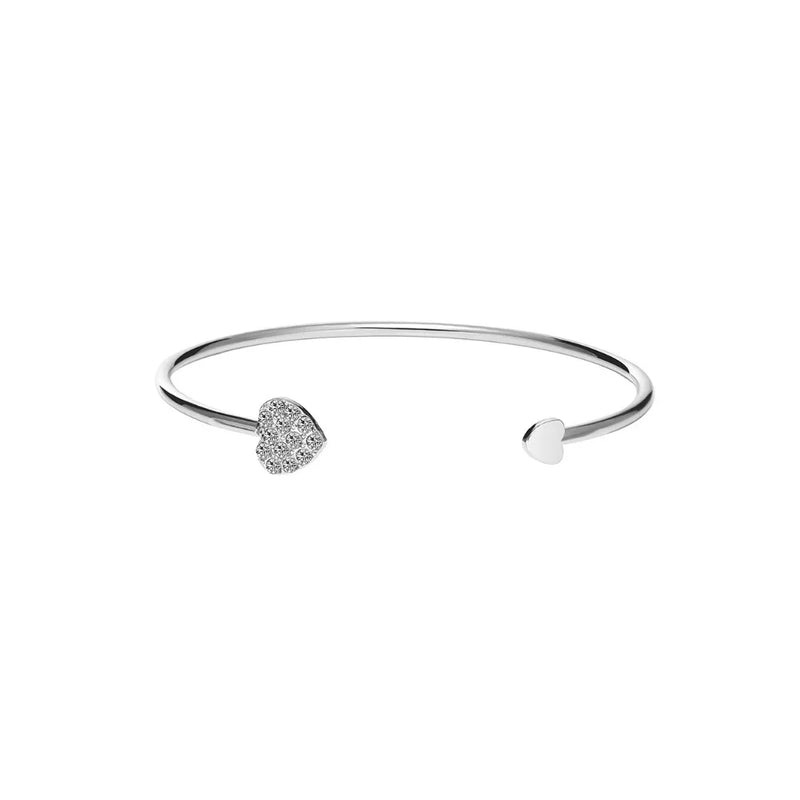 Pulseira Cuff Ajustável com Cristais (Laço e Coração Duplo) – Brilhare